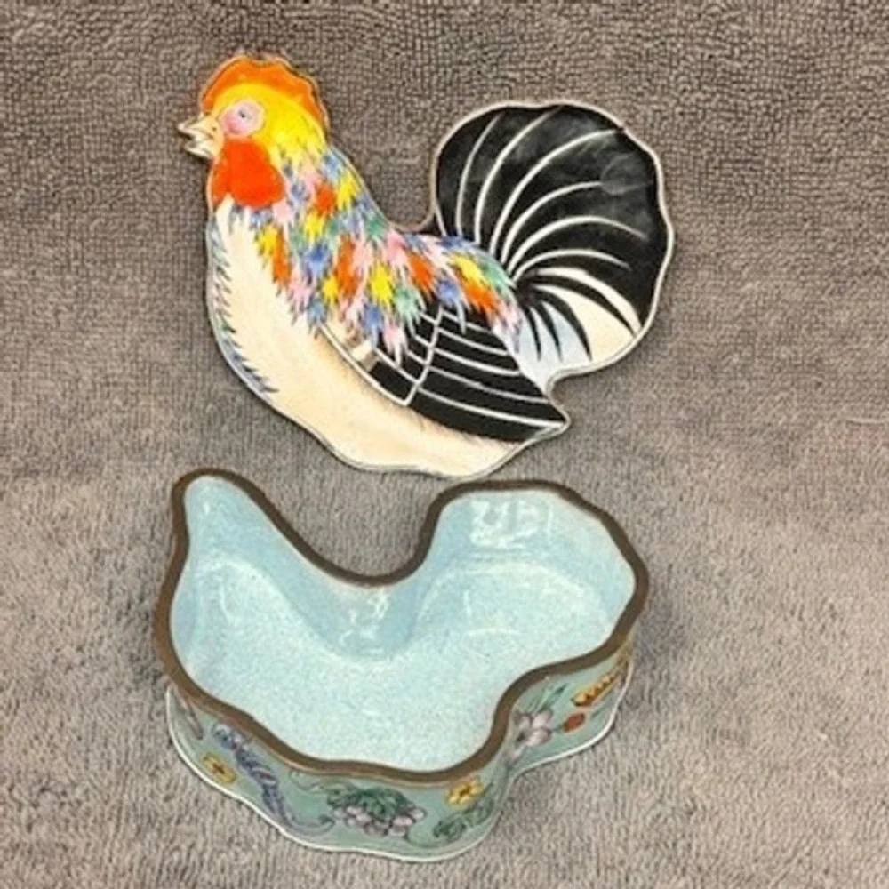 VTG Box Lidded Chinese Cloisonné Rooster